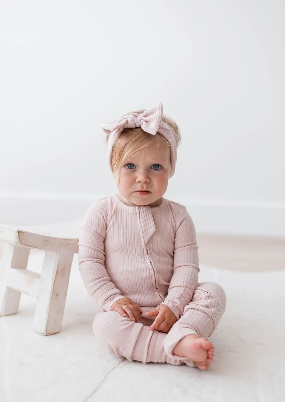 Ribbed Zipper Romper | Blush