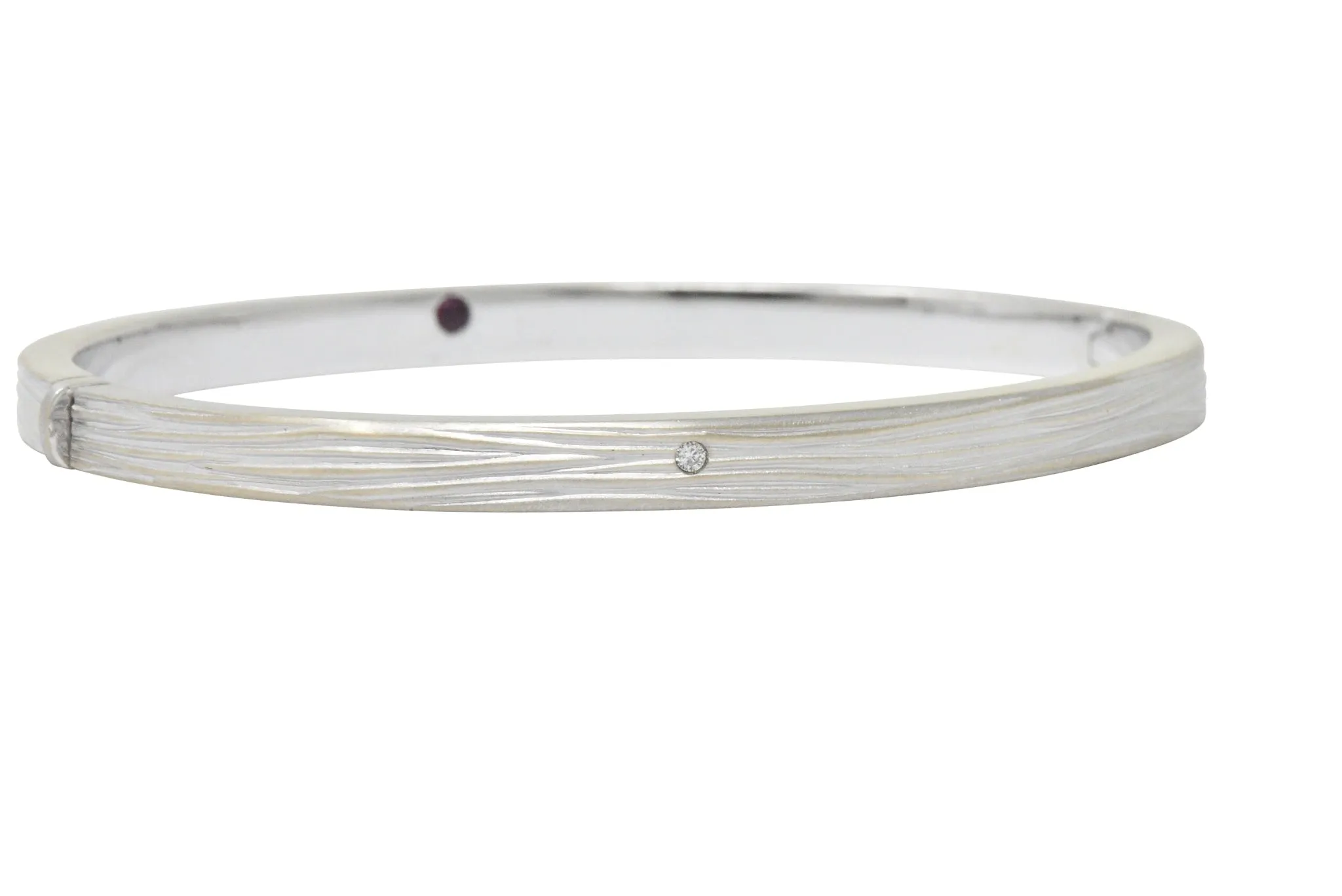 Roberto Coin Diamond 18 Karat White Gold Elephant Bangle Bracelet