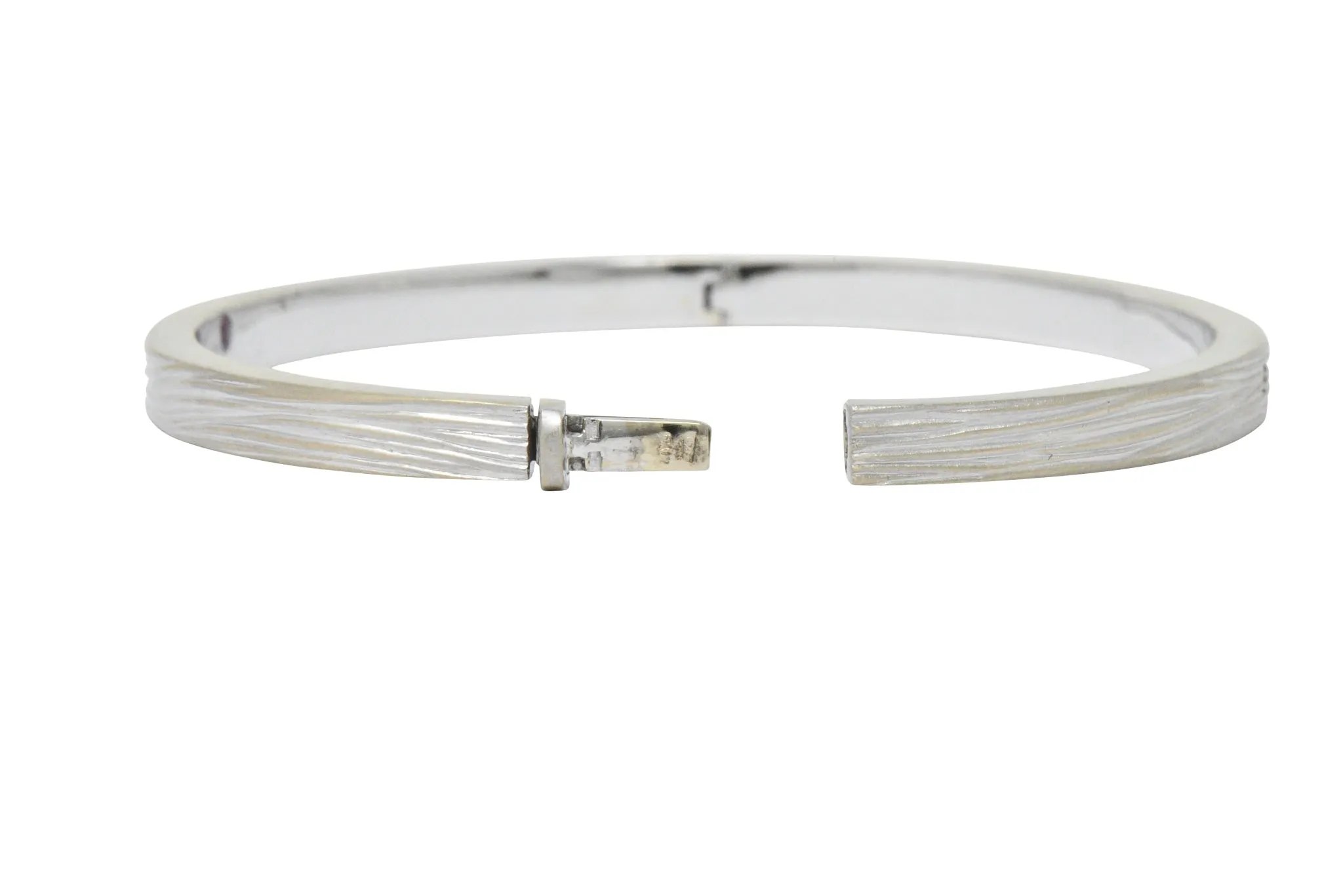 Roberto Coin Diamond 18 Karat White Gold Elephant Bangle Bracelet