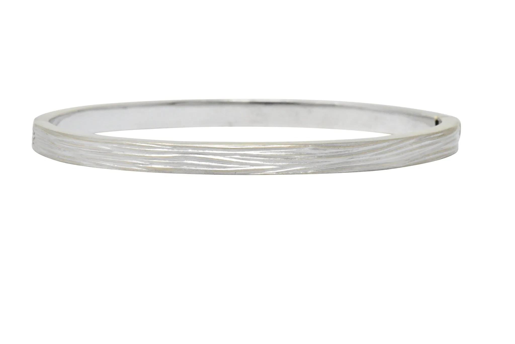 Roberto Coin Diamond 18 Karat White Gold Elephant Bangle Bracelet