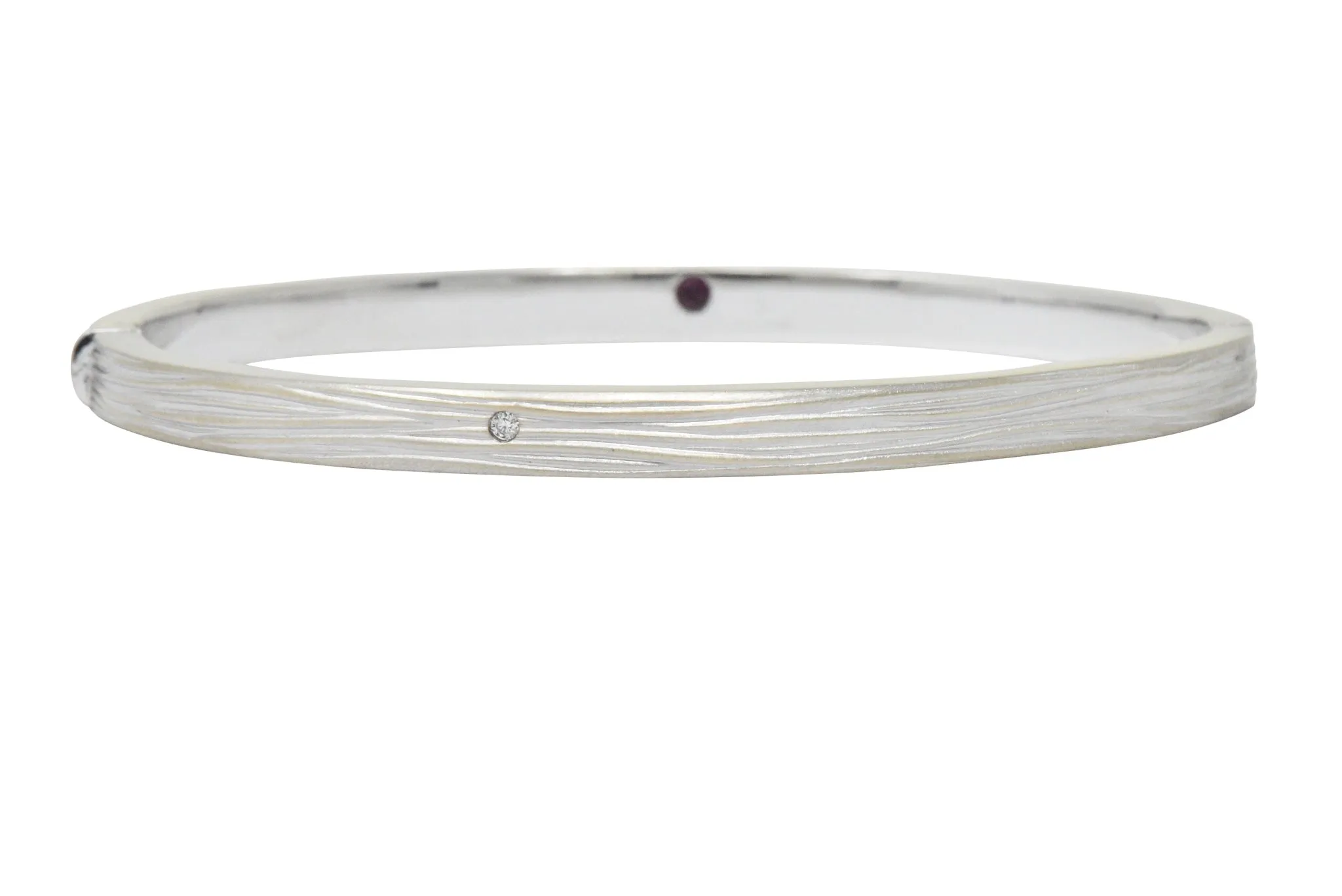 Roberto Coin Diamond 18 Karat White Gold Elephant Bangle Bracelet