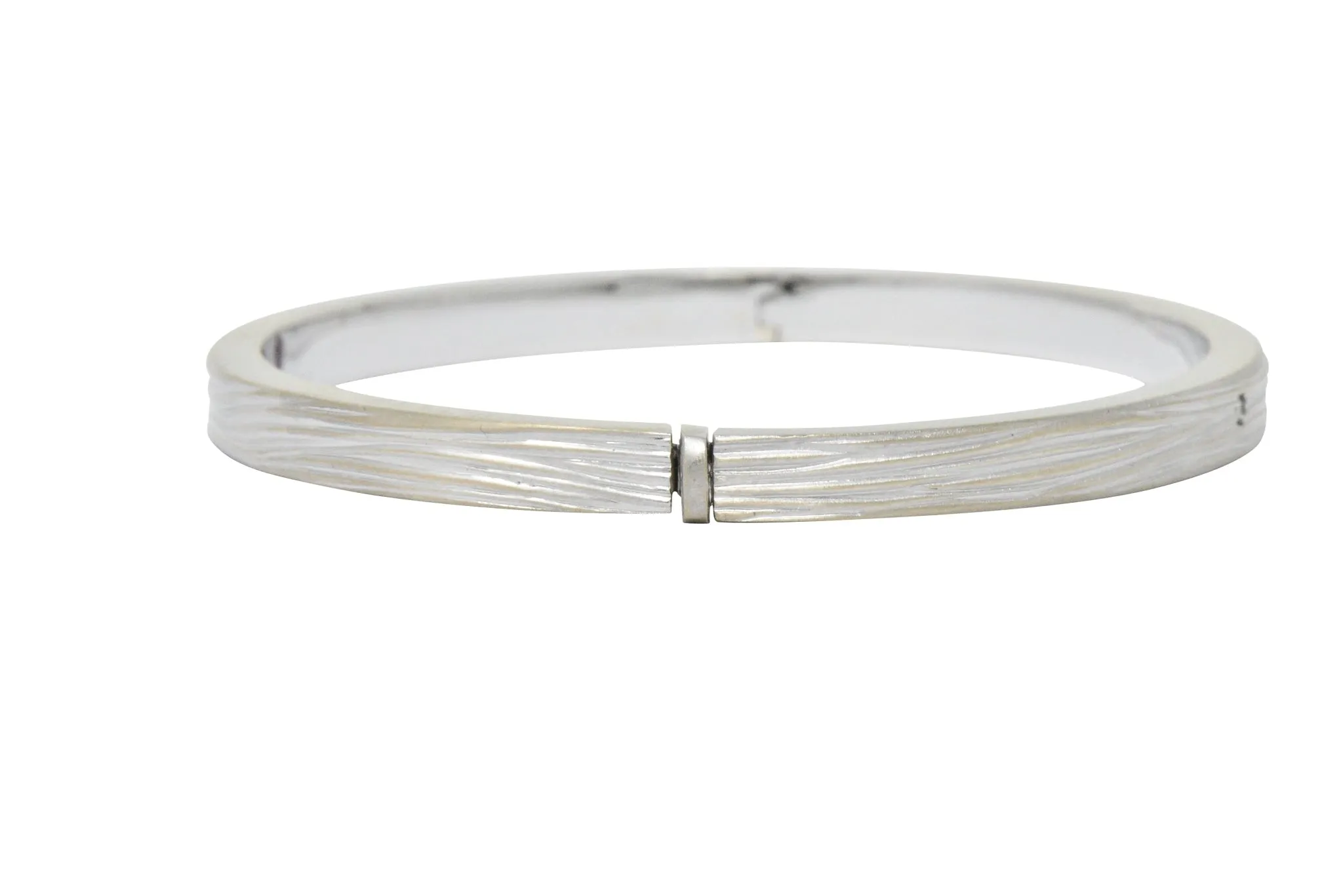 Roberto Coin Diamond 18 Karat White Gold Elephant Bangle Bracelet