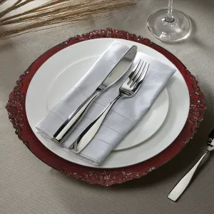 Royal Red Embossed Charger Plate Set, 12 Pieces