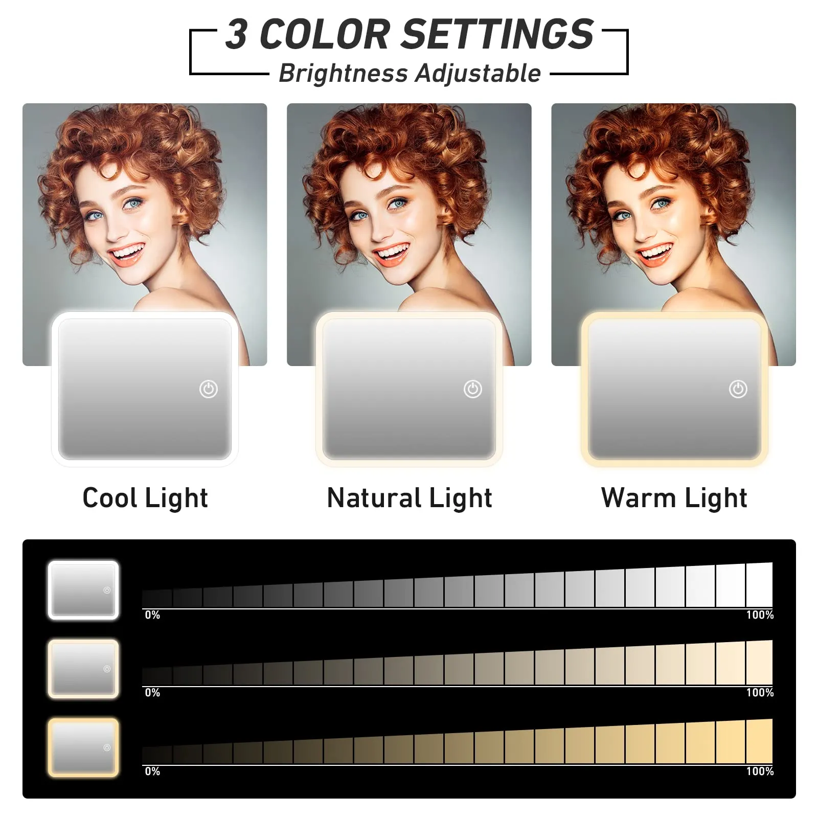 RRtide Makeup Case with Mirror and Lights, Travel Makeup Bag with Light up Mirror, Partitionable Cosmetic Bag with 3 Color Lights, Make up Organizer with Adjustable Dividers Large Brush Board