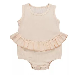 Ruffle Waist Romper Baby Girl | Cream