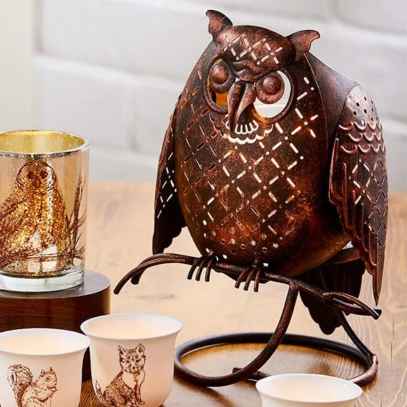 Rustic Owl Jar Candle Holder