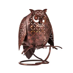 Rustic Owl Jar Candle Holder
