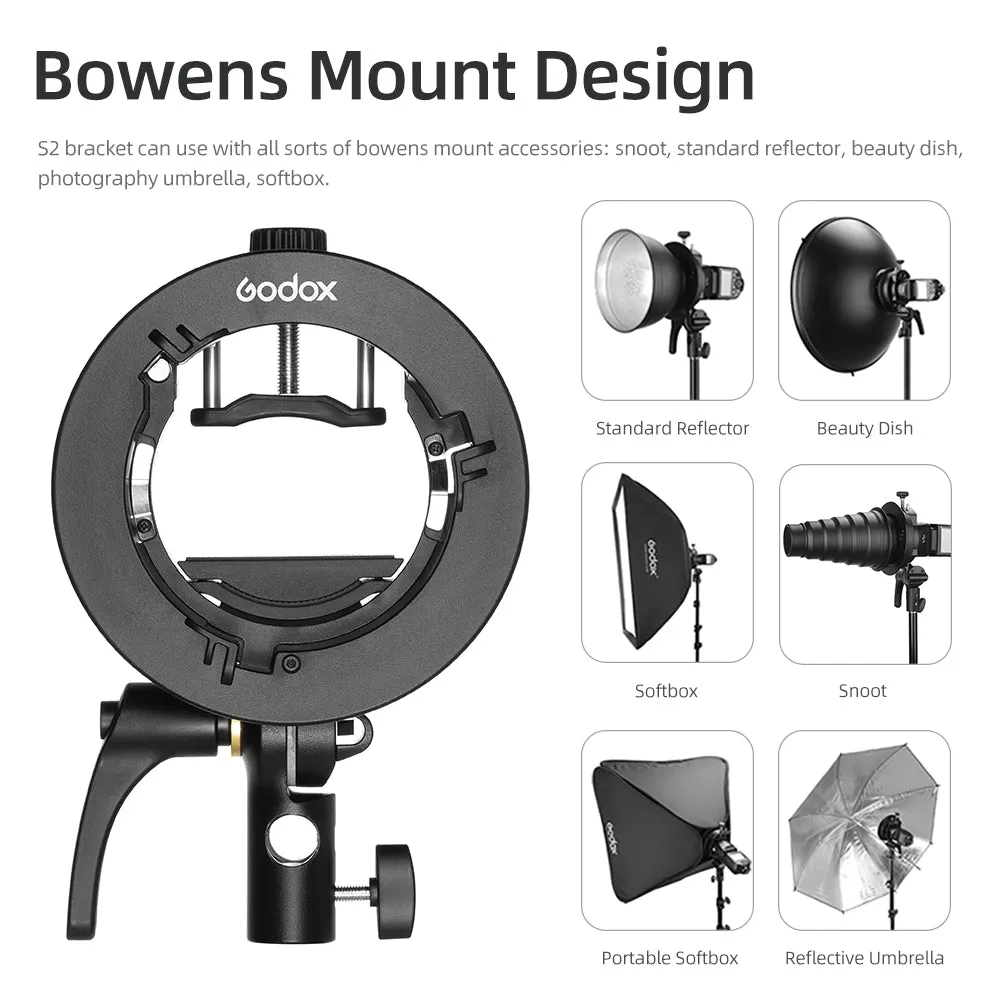 S2 S-Type Speedlite Bracket  Plastic Portable for Godox V1?V860II?AD200?S black