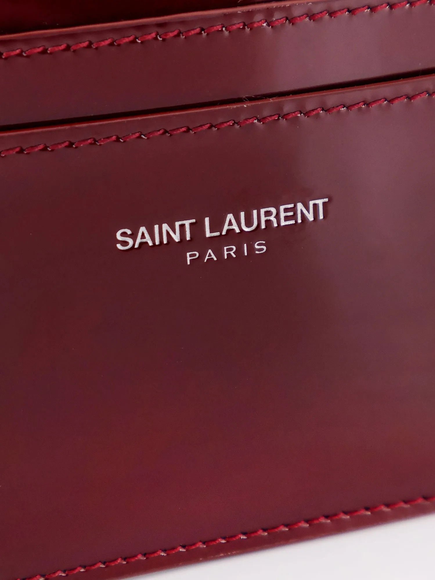 Saint Laurent Patent Leather Card Holder With Engraved Ogo On The Front