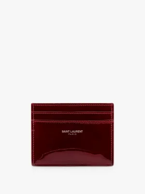 Saint Laurent Patent Leather Card Holder With Engraved Ogo On The Front