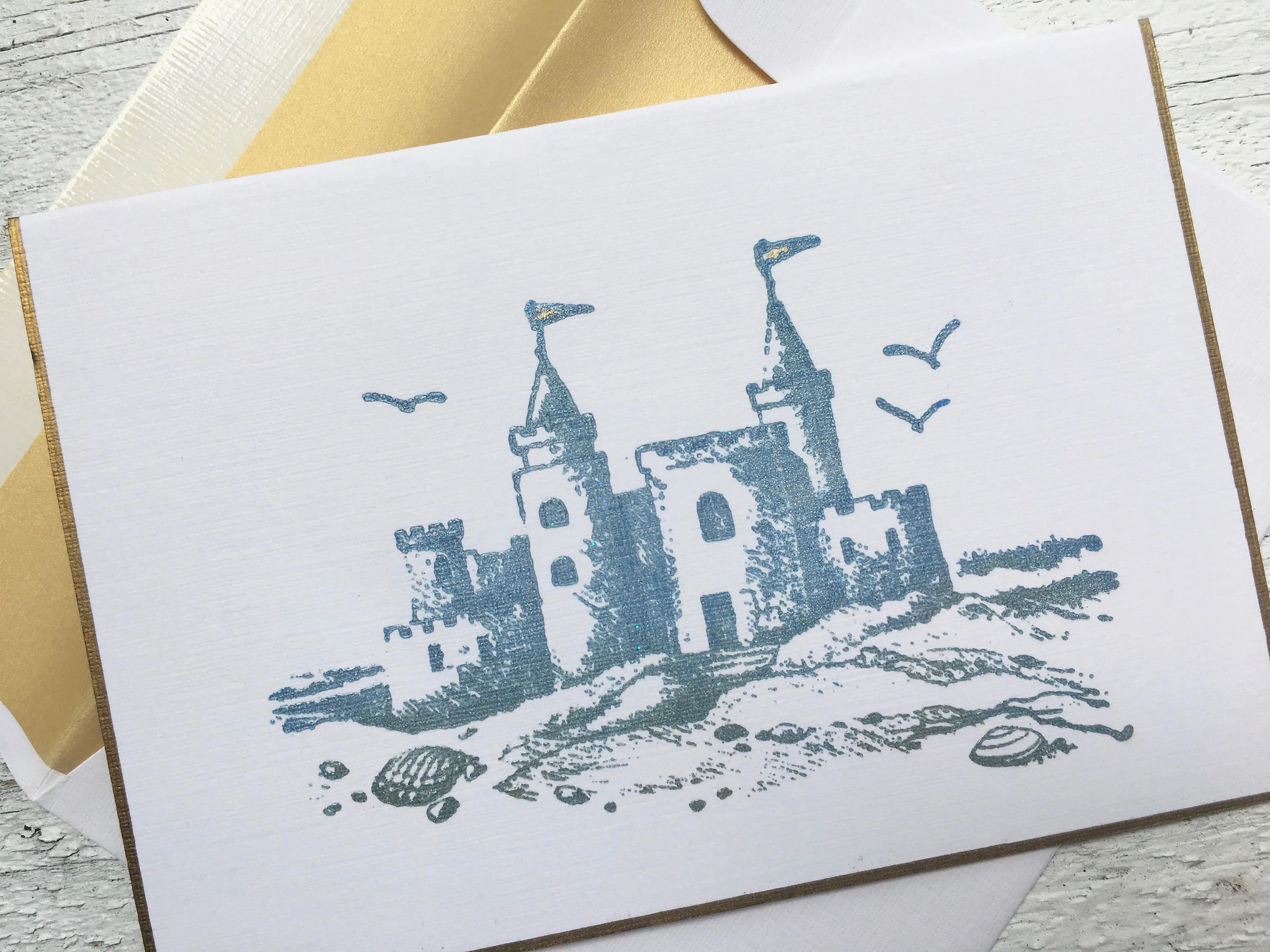 Sandcastle Note Cards, Beach Note Cards, Sandcastle Stationery, Personalized Stationery, Thank You Note Cards, Greeting Cards, Set of 8