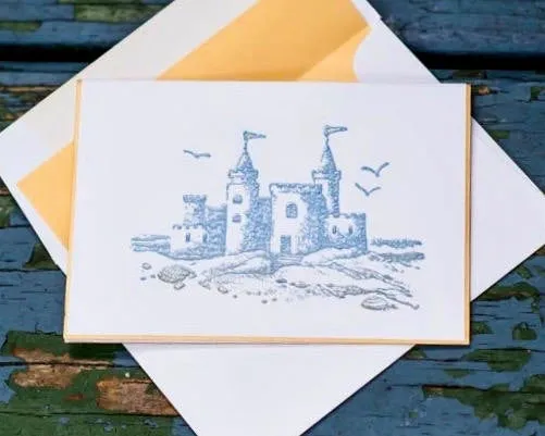 Sandcastle Note Cards, Beach Note Cards, Sandcastle Stationery, Personalized Stationery, Thank You Note Cards, Greeting Cards, Set of 8