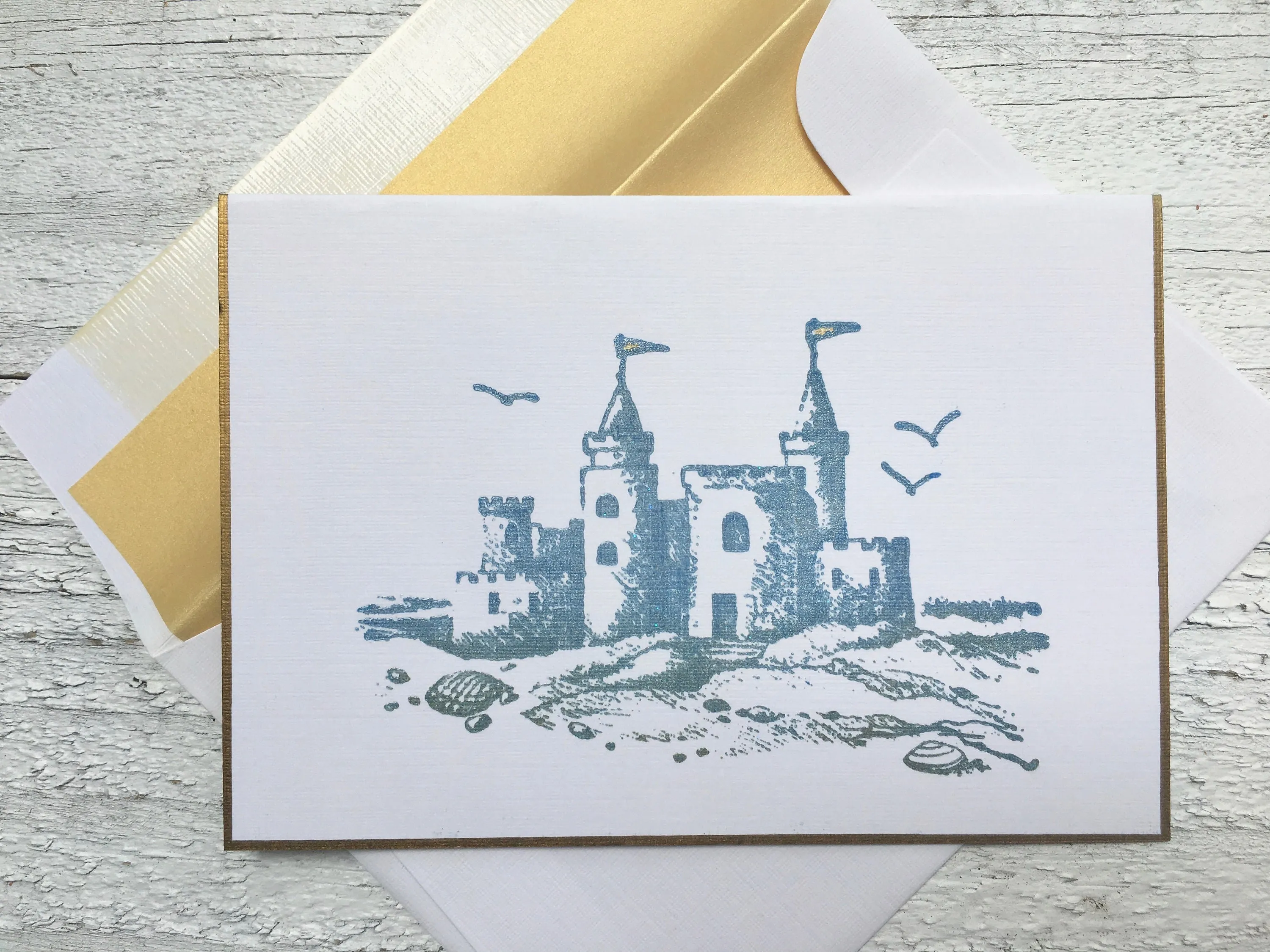 Sandcastle Note Cards, Beach Note Cards, Sandcastle Stationery, Personalized Stationery, Thank You Note Cards, Greeting Cards, Set of 8