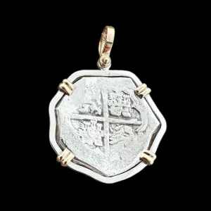 Sao Jose Shipwreck Coin Pendant in Silver and 14k #05SJ-000040