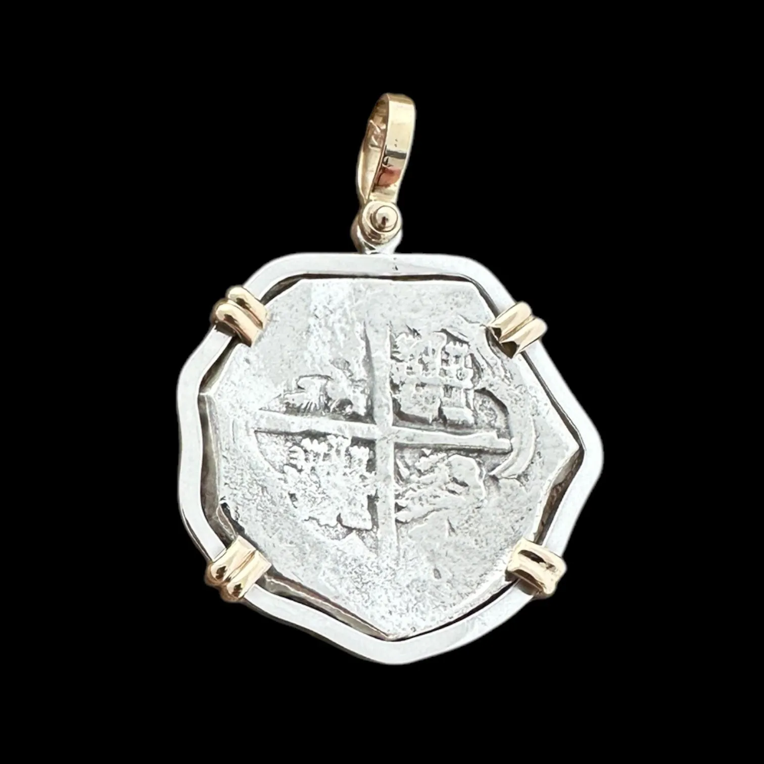 Sao Jose Shipwreck Coin Pendant in Silver and 14k #05SJ-000040