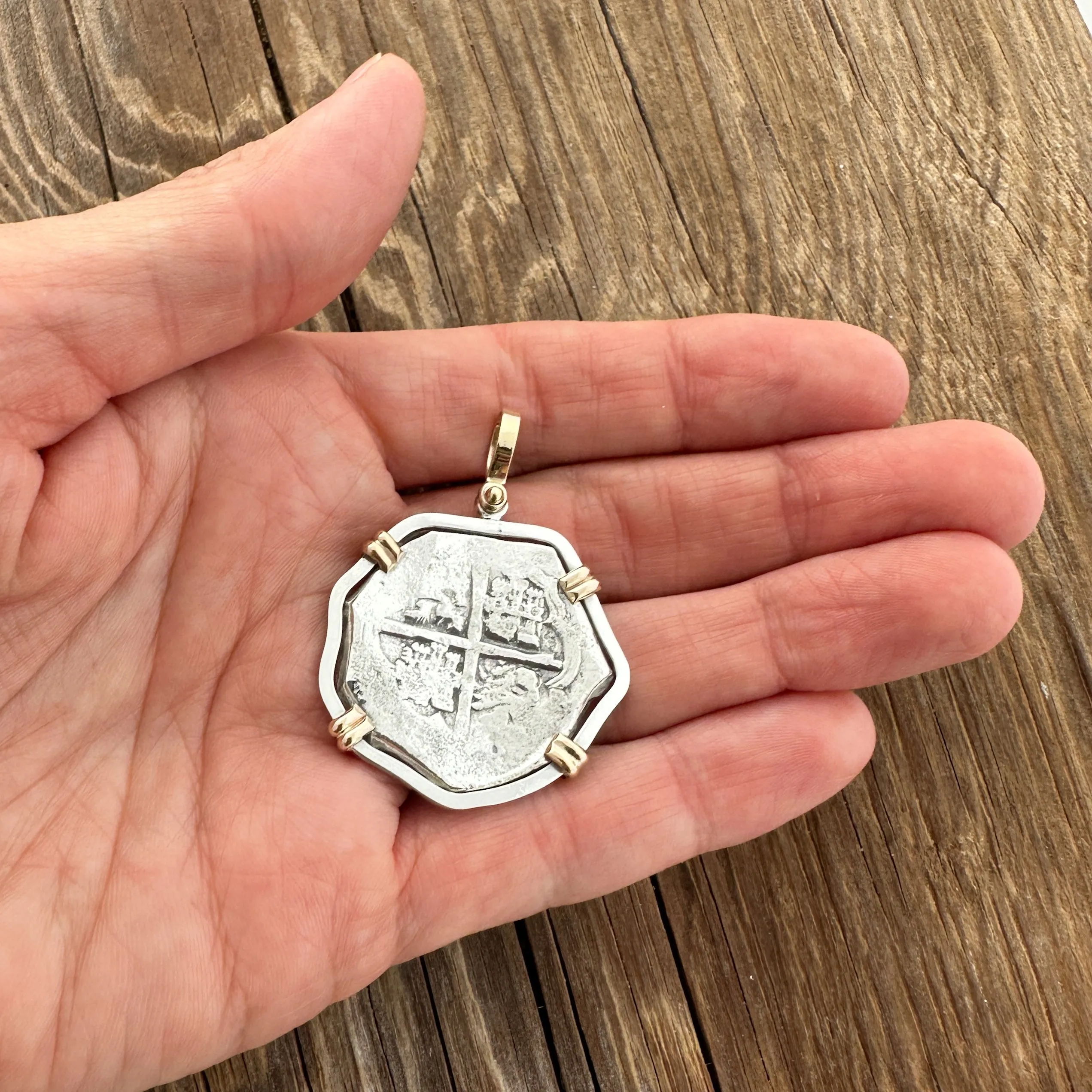 Sao Jose Shipwreck Coin Pendant in Silver and 14k #05SJ-000040