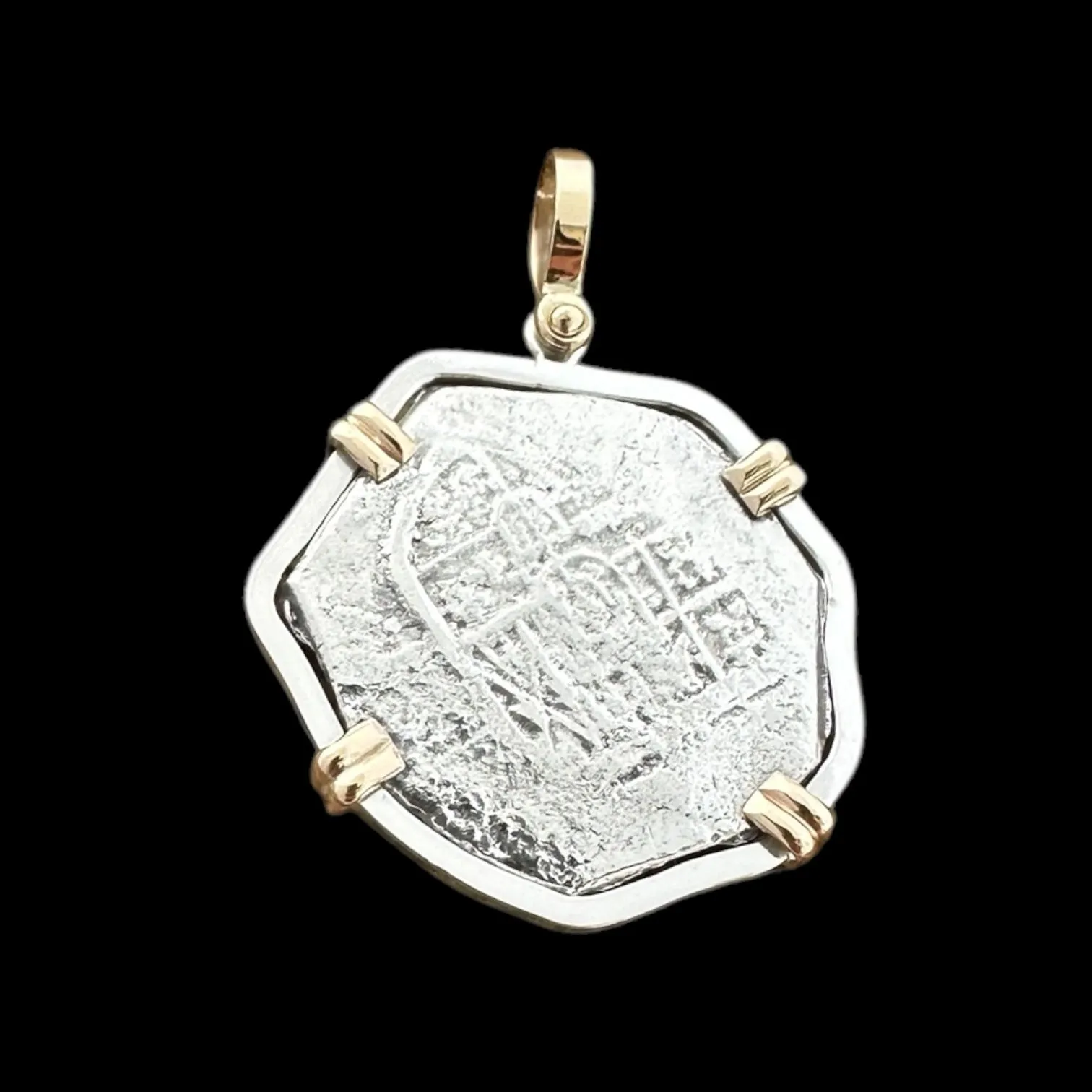 Sao Jose Shipwreck Coin Pendant in Silver and 14k #05SJ-000040