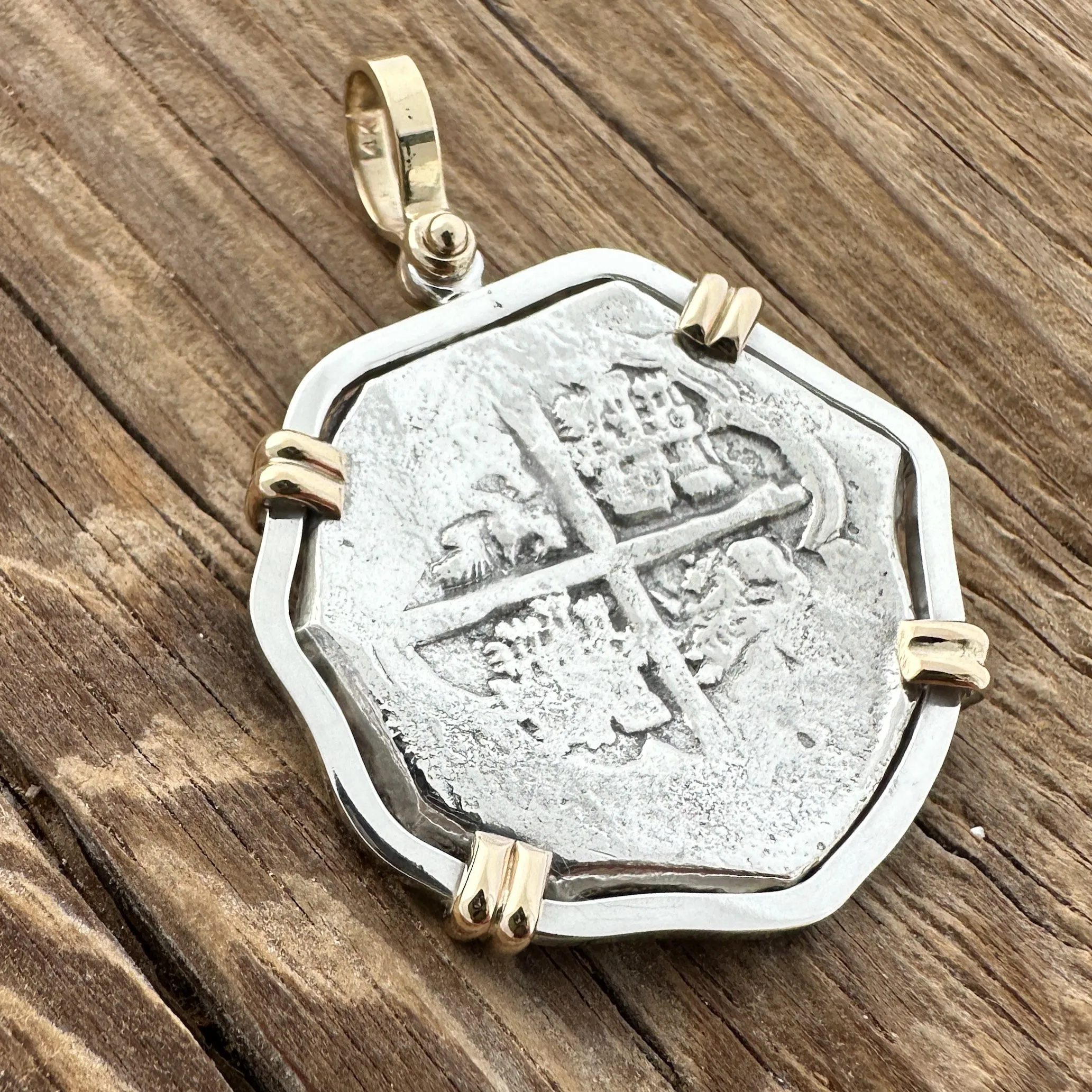 Sao Jose Shipwreck Coin Pendant in Silver and 14k #05SJ-000040