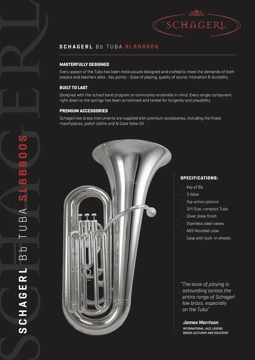 Schagerl SLBB800S 3 Valve 3/4 Size Bb Tuba