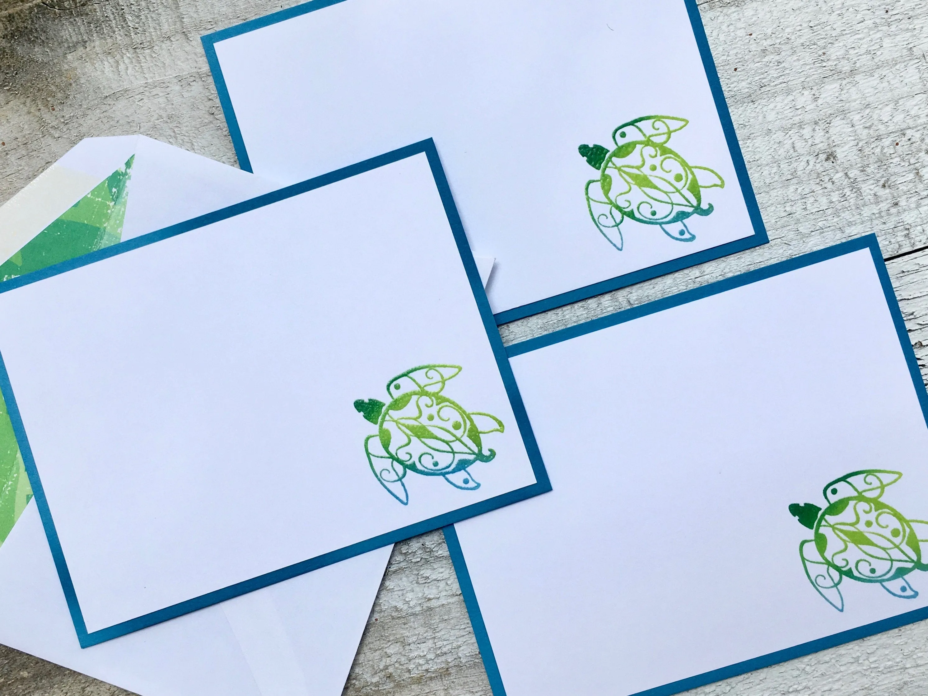 Sea Turtle Note Cards Sea Turtle Stationery Nautical Note Cards Beach Note Cards Personalized Stationery Thank You Cards Set of 8