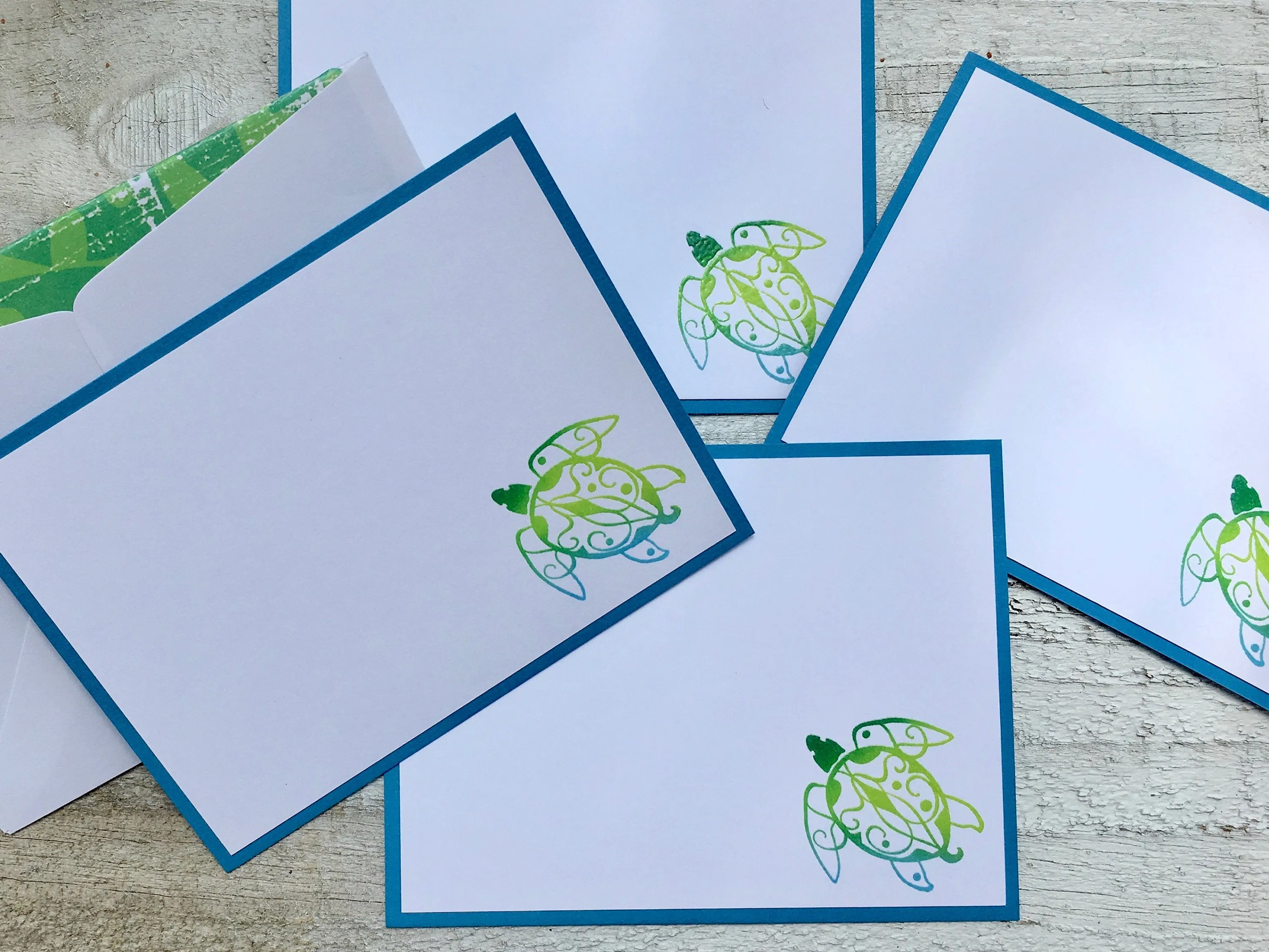 Sea Turtle Note Cards Sea Turtle Stationery Nautical Note Cards Beach Note Cards Personalized Stationery Thank You Cards Set of 8