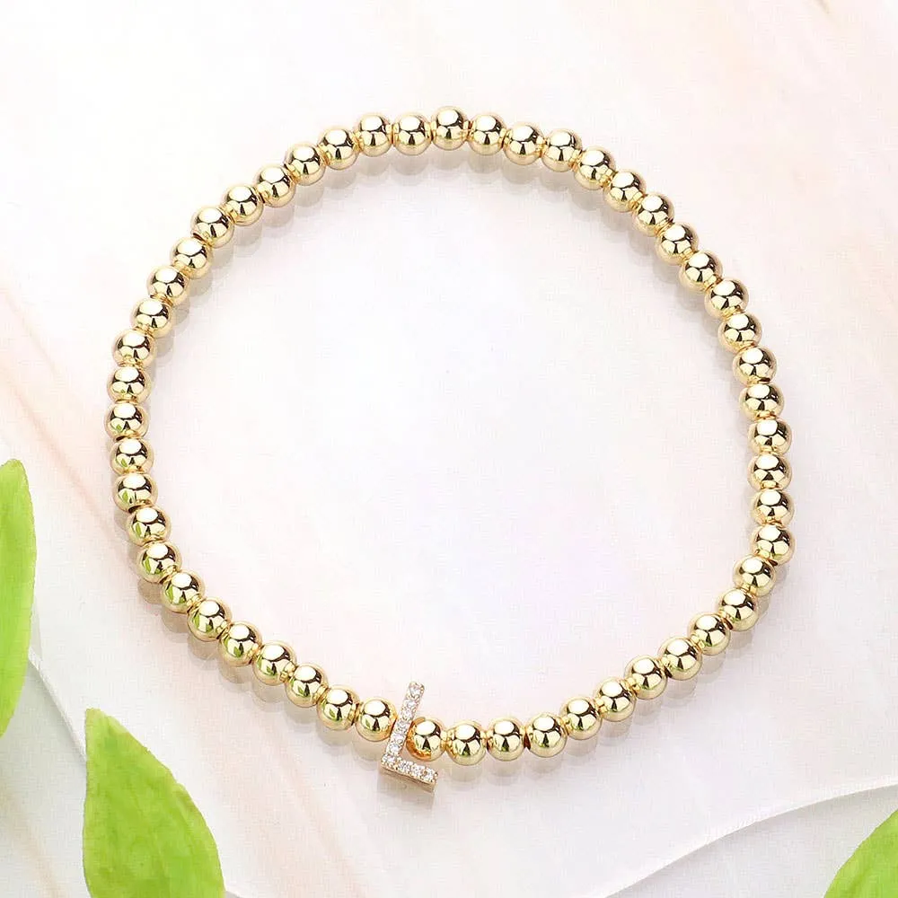 SECRET BOX_  Monogram Initial Stretch Bracelet