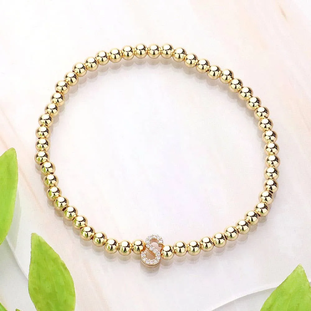 SECRET BOX_  Monogram Initial Stretch Bracelet