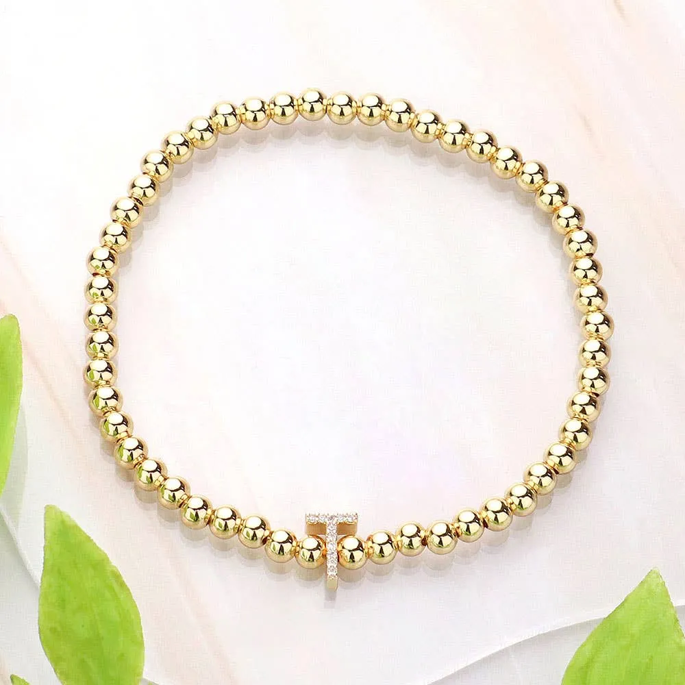 SECRET BOX_  Monogram Initial Stretch Bracelet