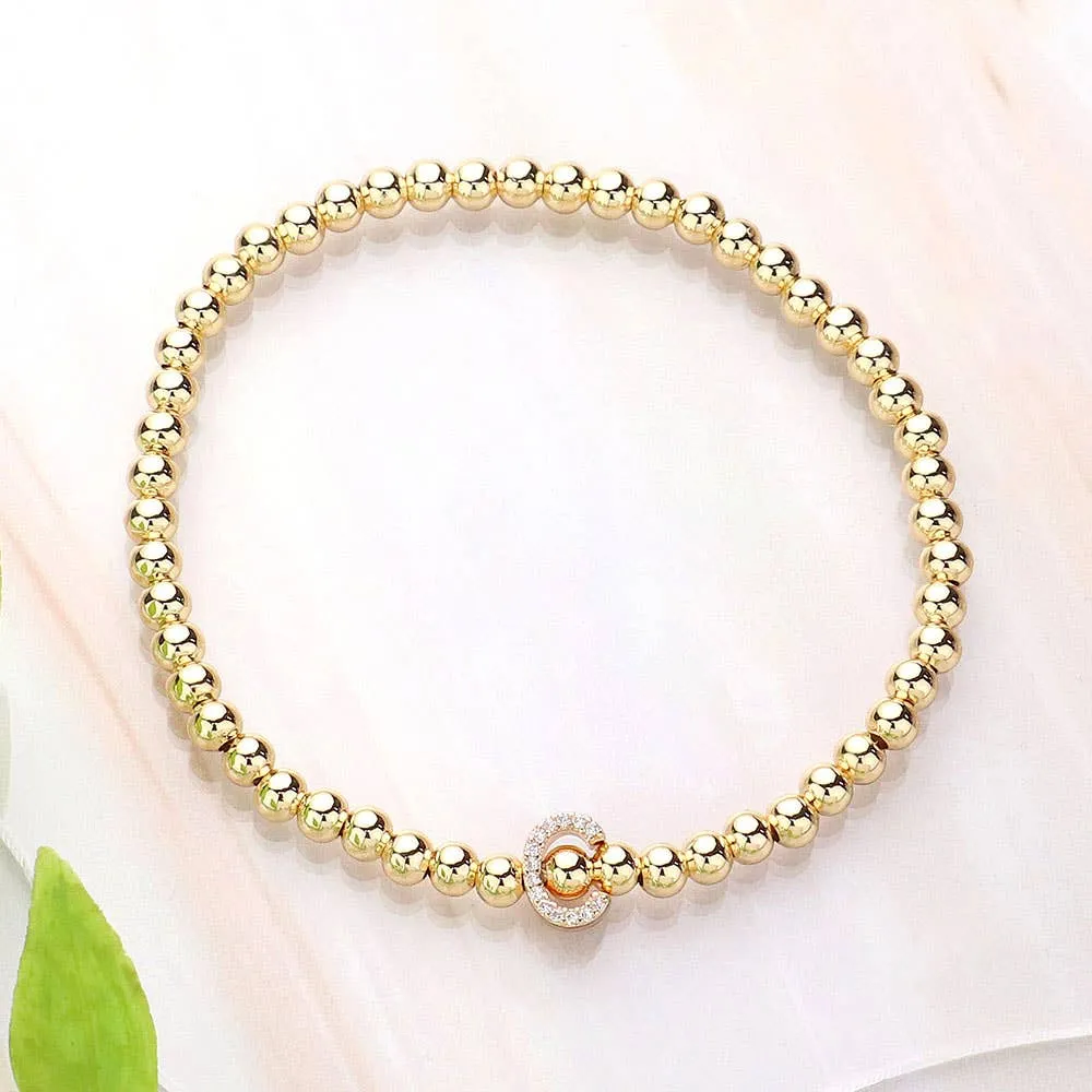 SECRET BOX_  Monogram Initial Stretch Bracelet