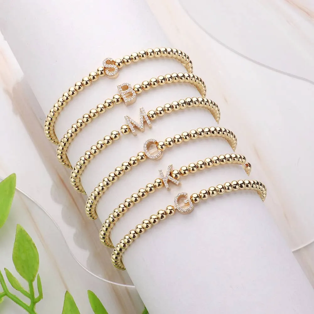 SECRET BOX_  Monogram Initial Stretch Bracelet