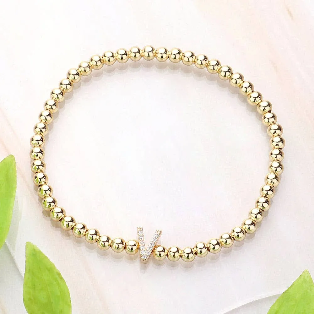 SECRET BOX_  Monogram Initial Stretch Bracelet