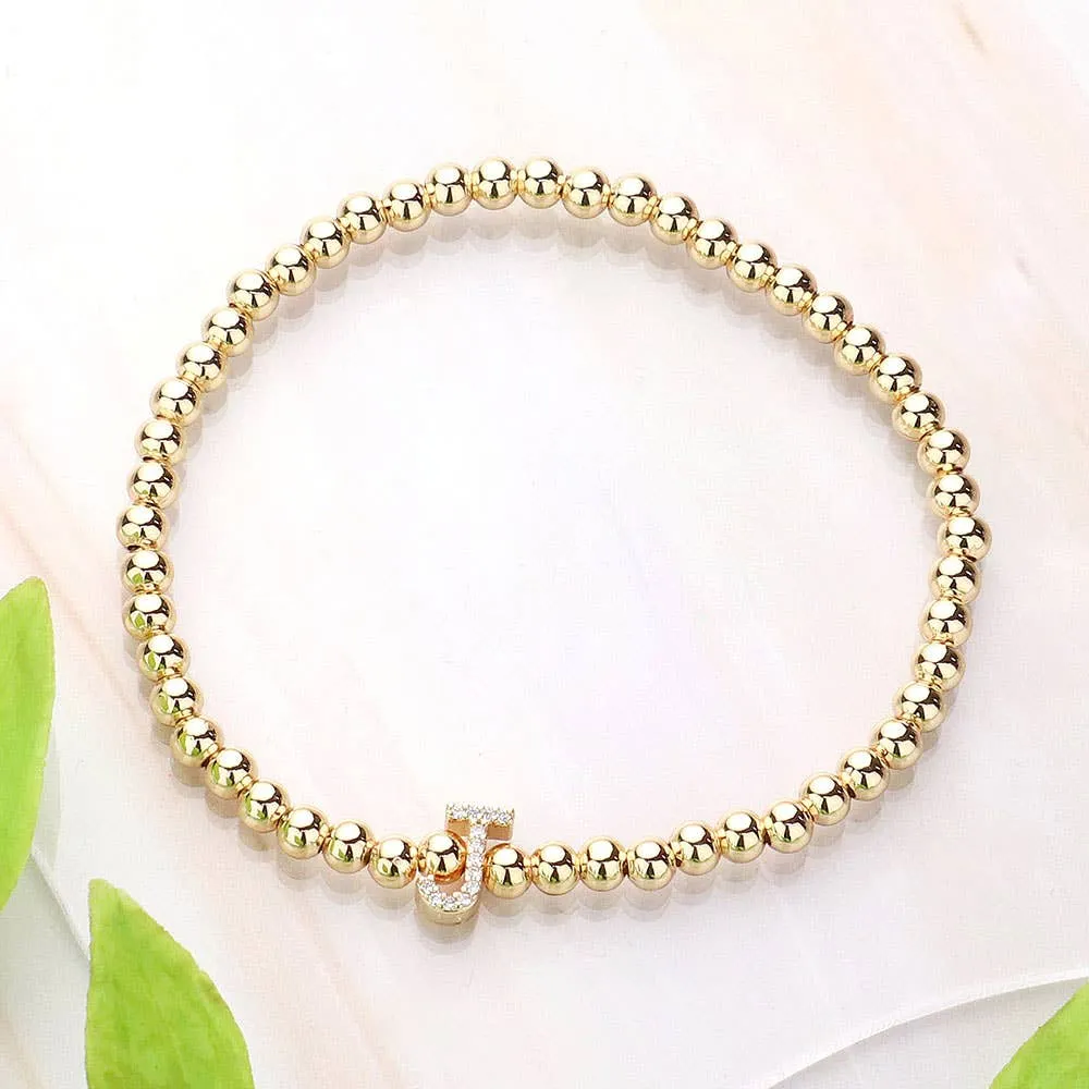 SECRET BOX_  Monogram Initial Stretch Bracelet