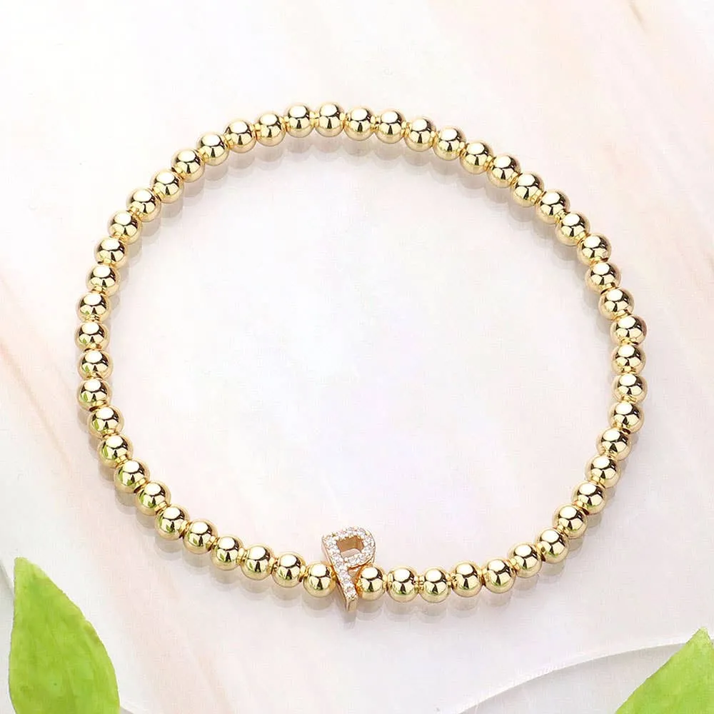 SECRET BOX_  Monogram Initial Stretch Bracelet