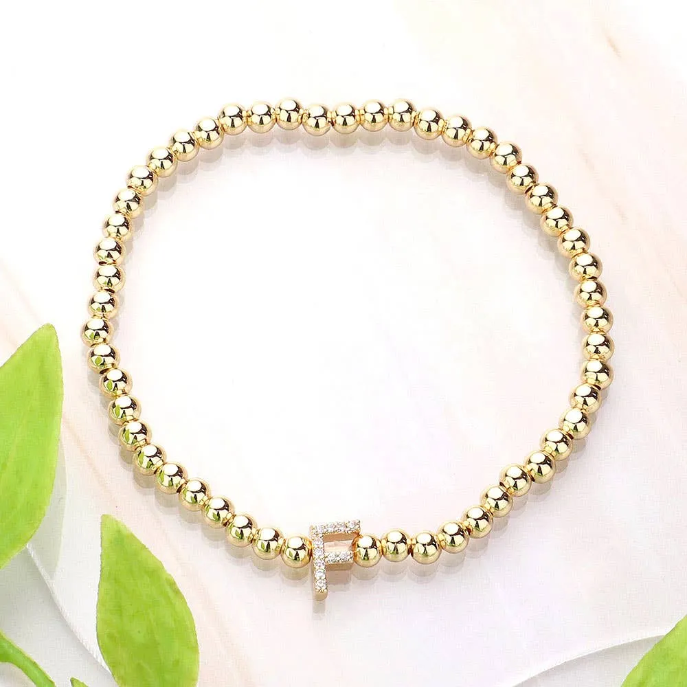 SECRET BOX_  Monogram Initial Stretch Bracelet