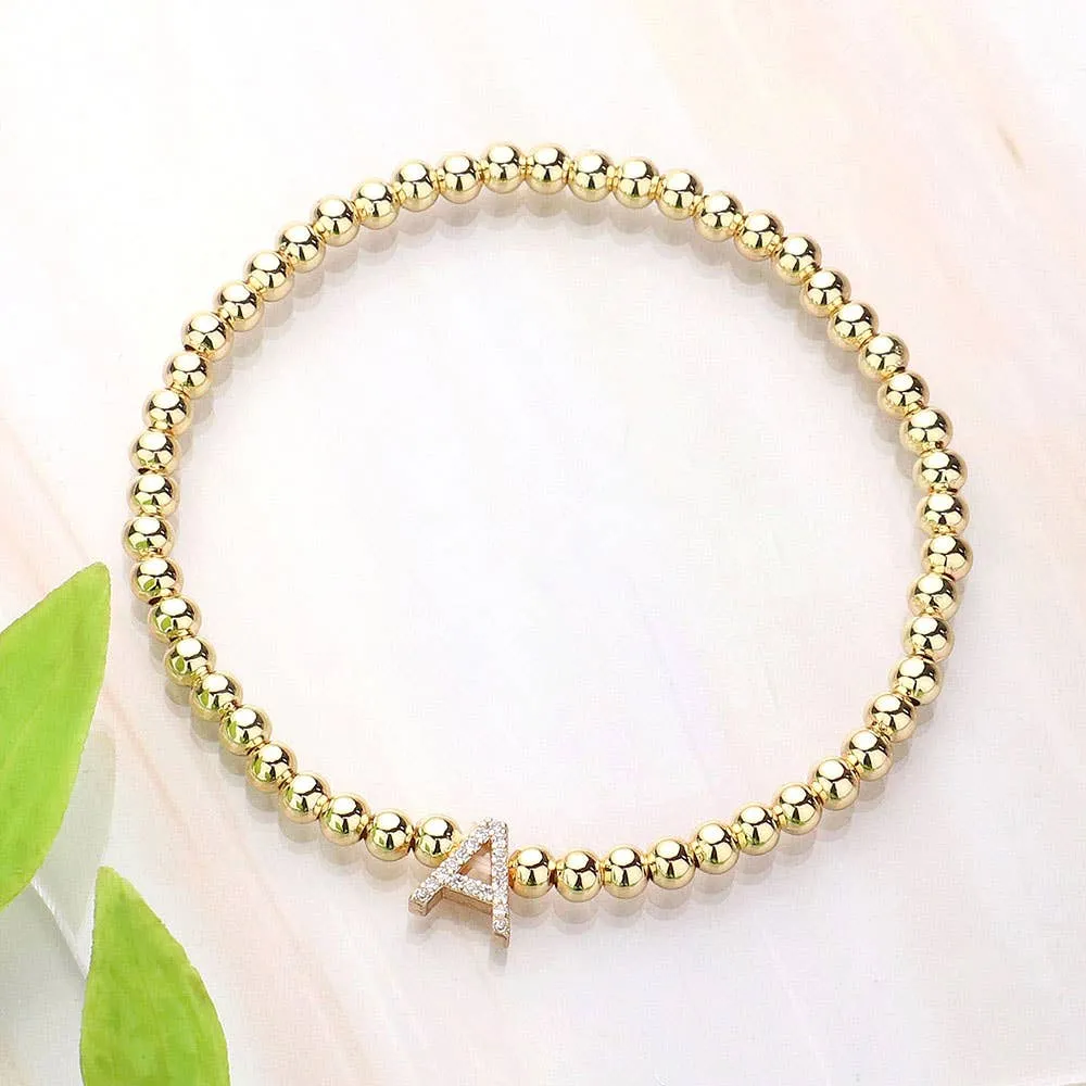 SECRET BOX_  Monogram Initial Stretch Bracelet