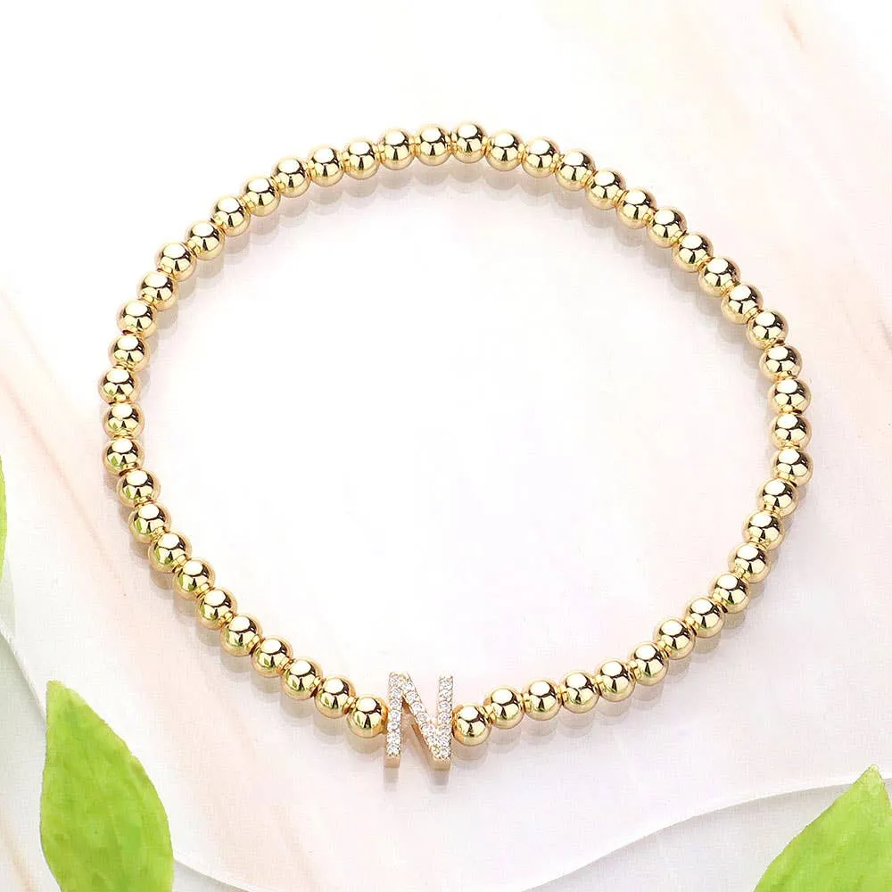 SECRET BOX_  Monogram Initial Stretch Bracelet
