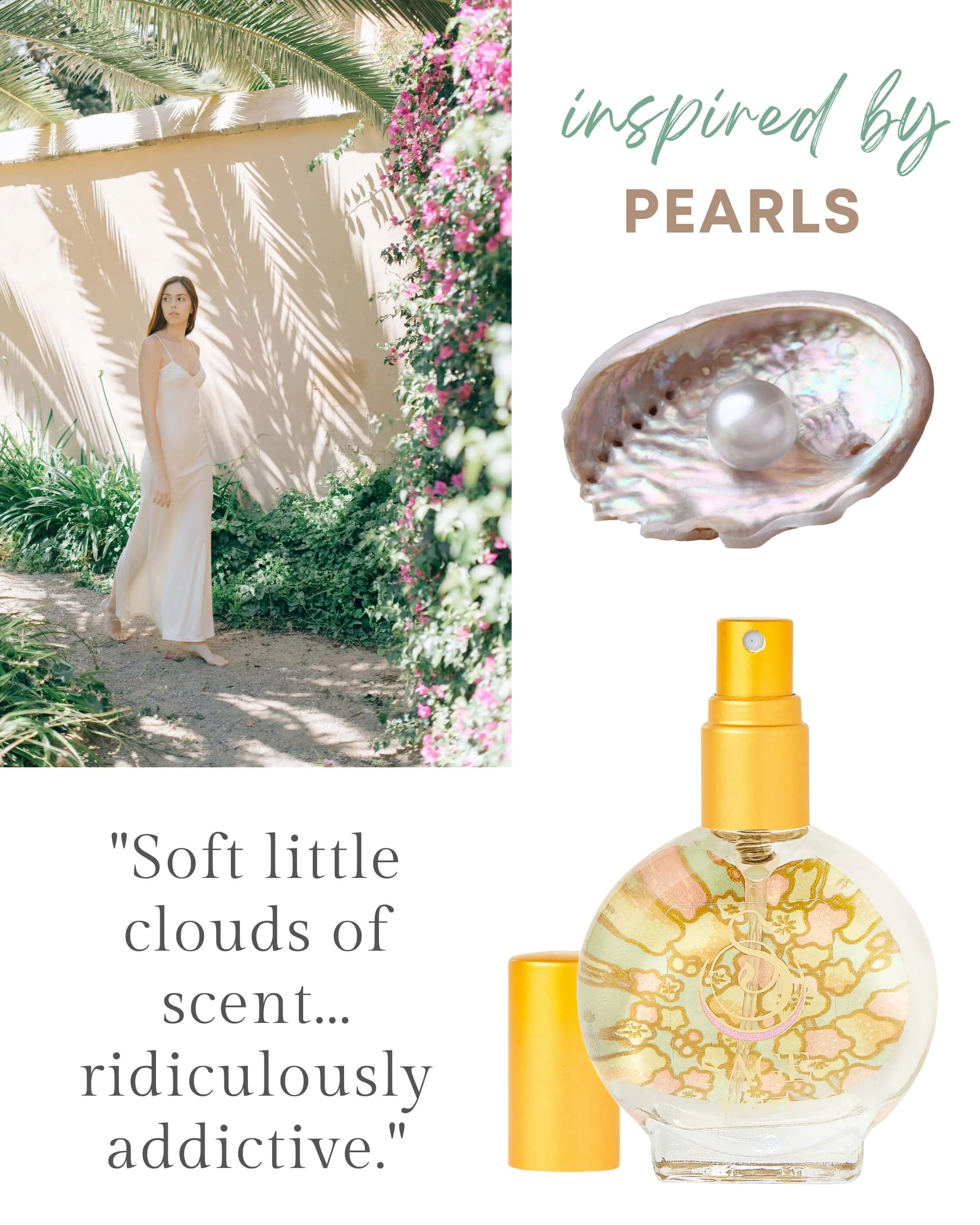 Secret Garden PETITE DUO Gift Set ~ 1/2 oz Pearl Organic Eau de Toilette Mini & 1/4 oz Diamond Organic Perfume Oil Extract Roll-On with Gemstone Heart