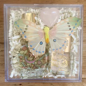 Secret Garden PETITE DUO Gift Set ~ 1/2 oz Pearl Organic Eau de Toilette Mini & 1/4 oz Diamond Organic Perfume Oil Extract Roll-On with Gemstone Heart