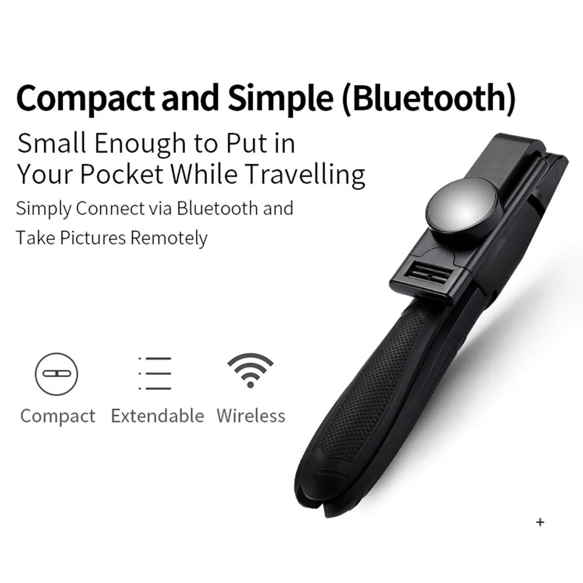 Selfie Stick Tripod Monopod Bluetooth Wireless Remote Mini Selfie Stick for Xiaomi/Honor Smartphone for iPhone black