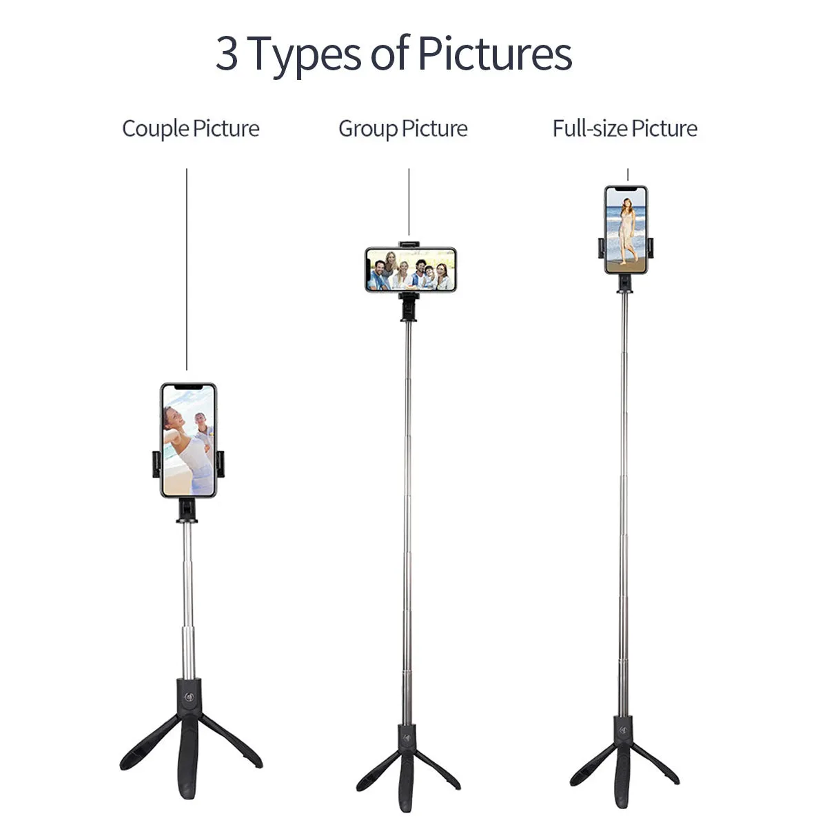 Selfie Stick Tripod Monopod Bluetooth Wireless Remote Mini Selfie Stick for Xiaomi/Honor Smartphone for iPhone black