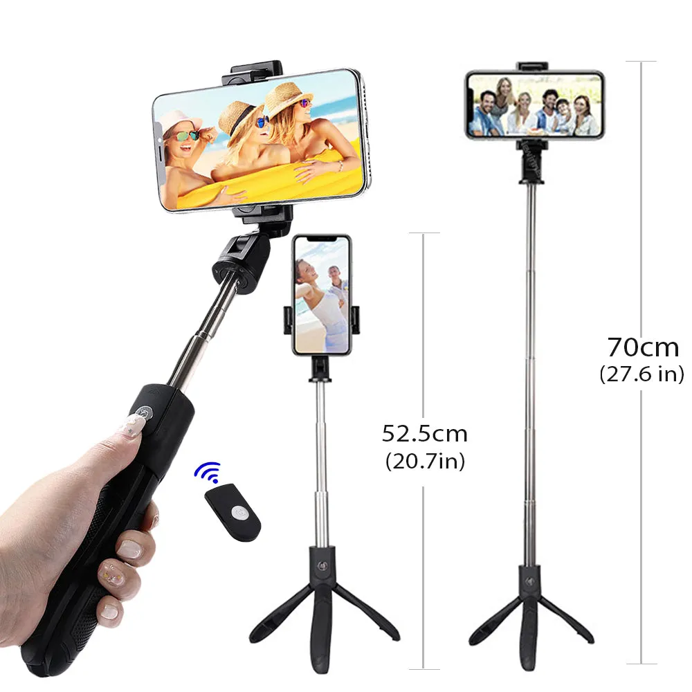 Selfie Stick Tripod Monopod Bluetooth Wireless Remote Mini Selfie Stick for Xiaomi/Honor Smartphone for iPhone black
