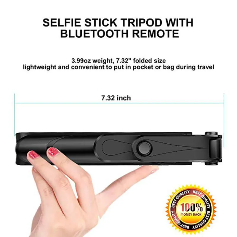 Selfie Stick with Tripod and Phone Holder Remote Controller Set for Smartphones black