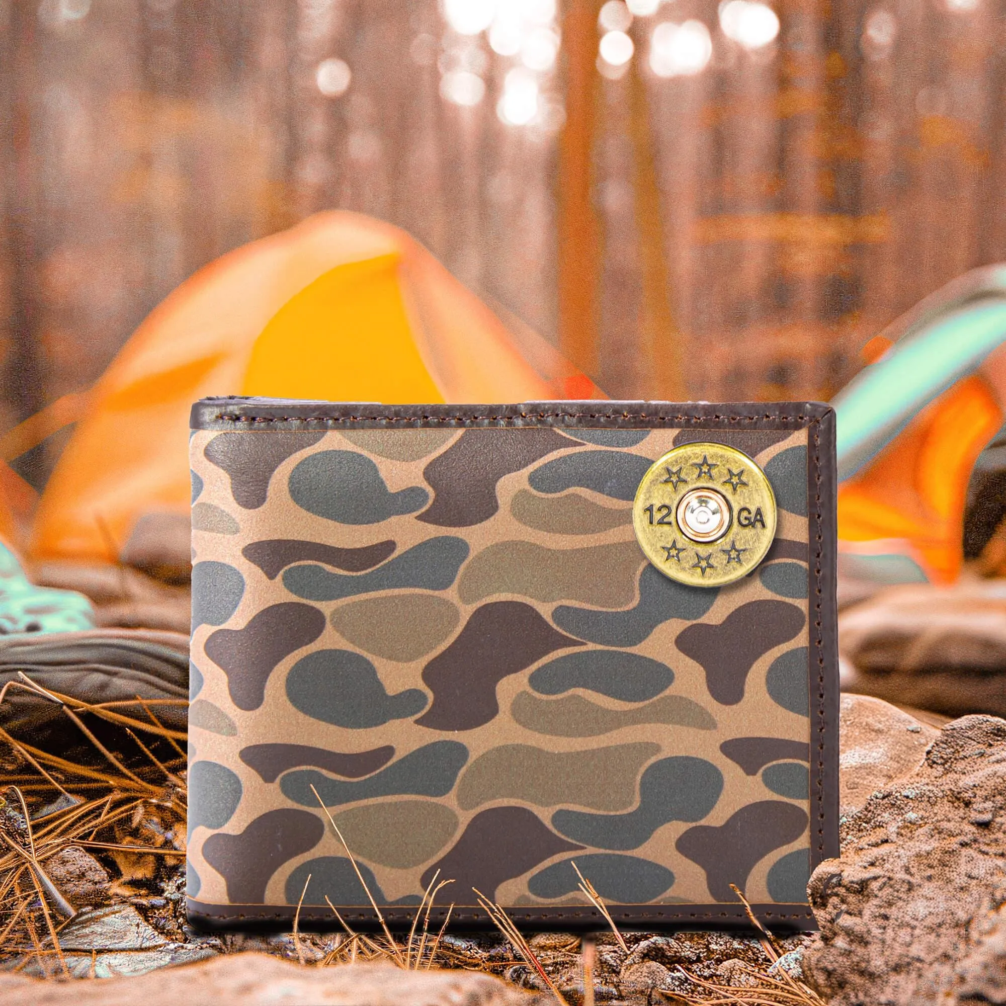 Shot Men's Bifold Old School Camo Leather Wallet.