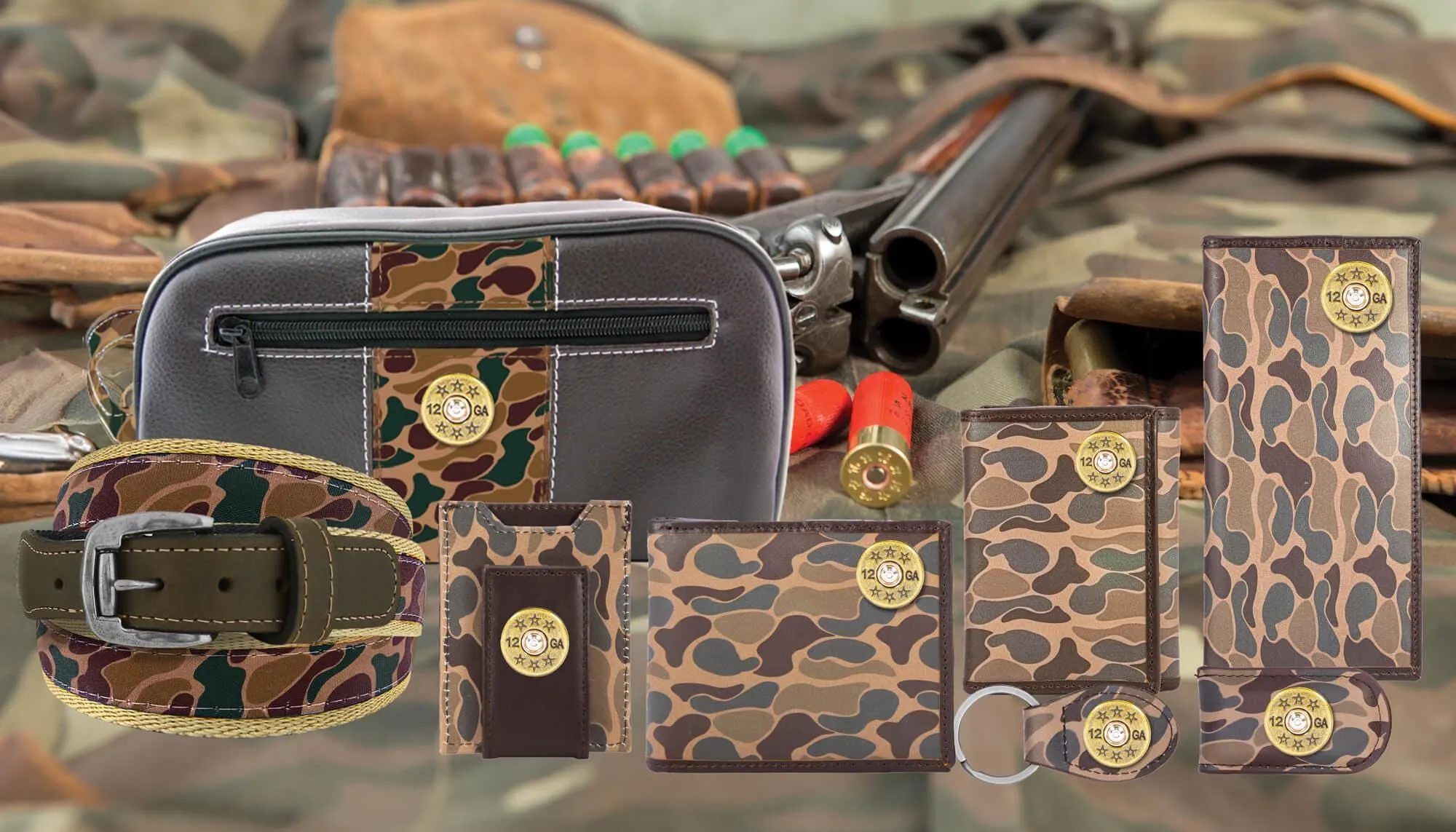 Shot Men's Bifold Old School Camo Leather Wallet.