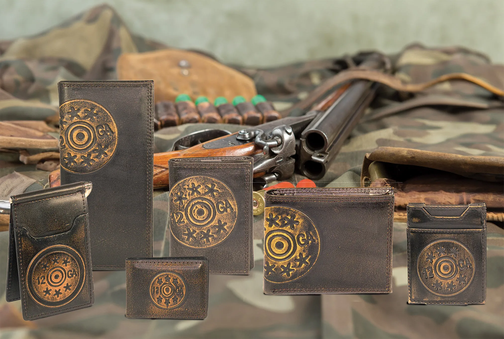 Shotshell Burnished Leather Trifold Wallet