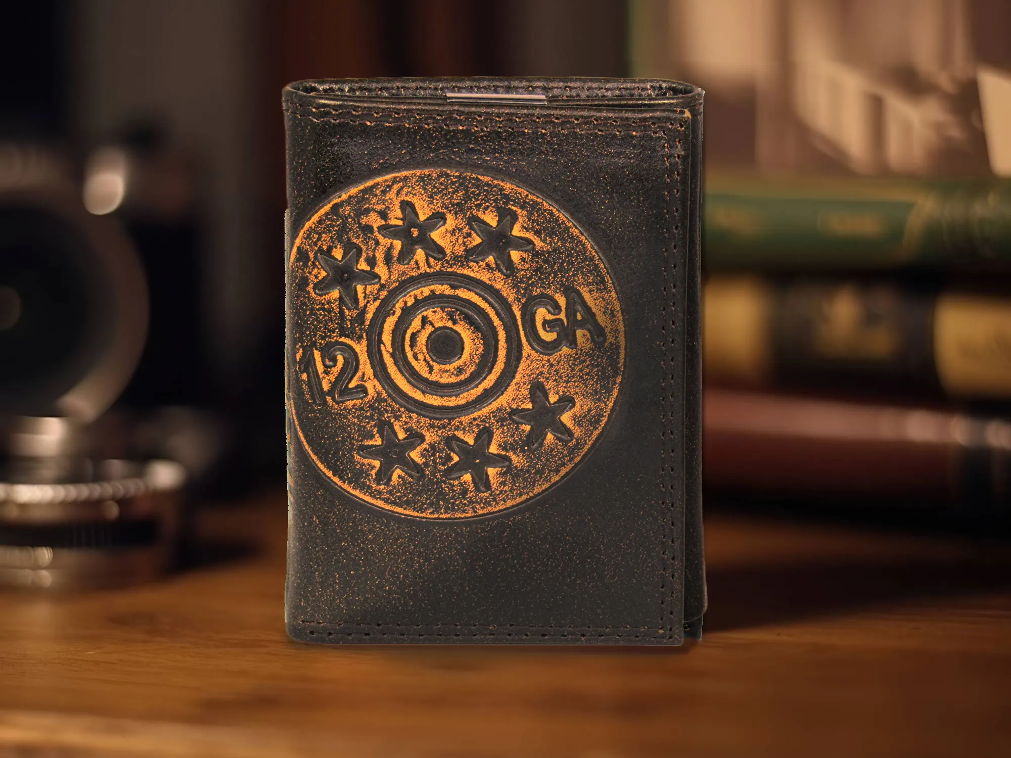 Shotshell Burnished Leather Trifold Wallet