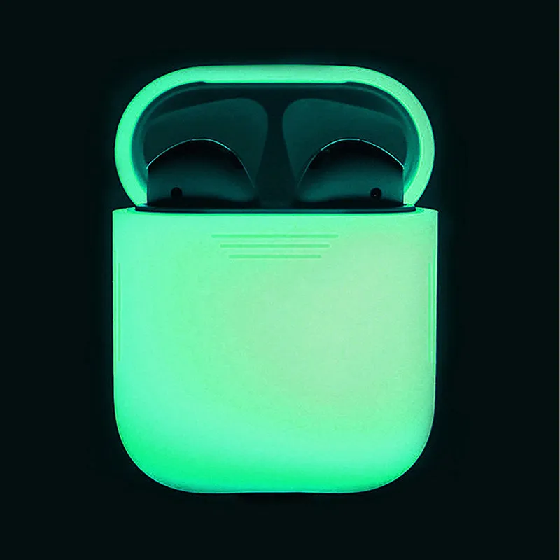 Silicone Shock Proof Protective Case - Glow in the Dark Portable Headset Holder Shell for Apple AirPods