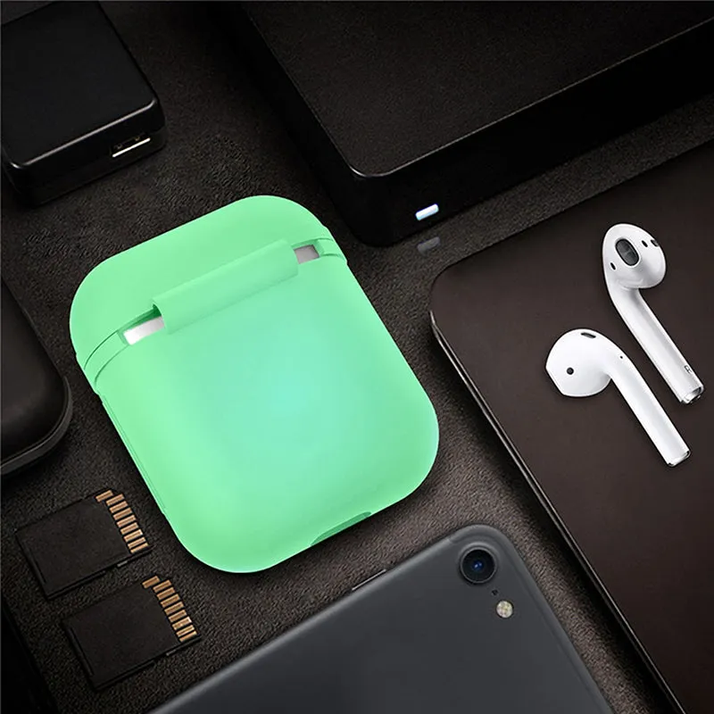 Silicone Shock Proof Protective Case - Glow in the Dark Portable Headset Holder Shell for Apple AirPods