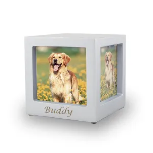 Silver Photo Cube Cremation Urn - Extra Small