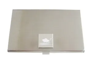 Silver Toned Etched Golf Ball and Club Business Card Holder